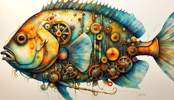 Steampunk Guppie  - Kreative Wandgestaltung...