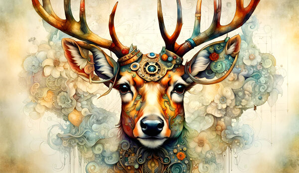 The Deer - Kunstvolle Wandgestaltun: Inspirierende...