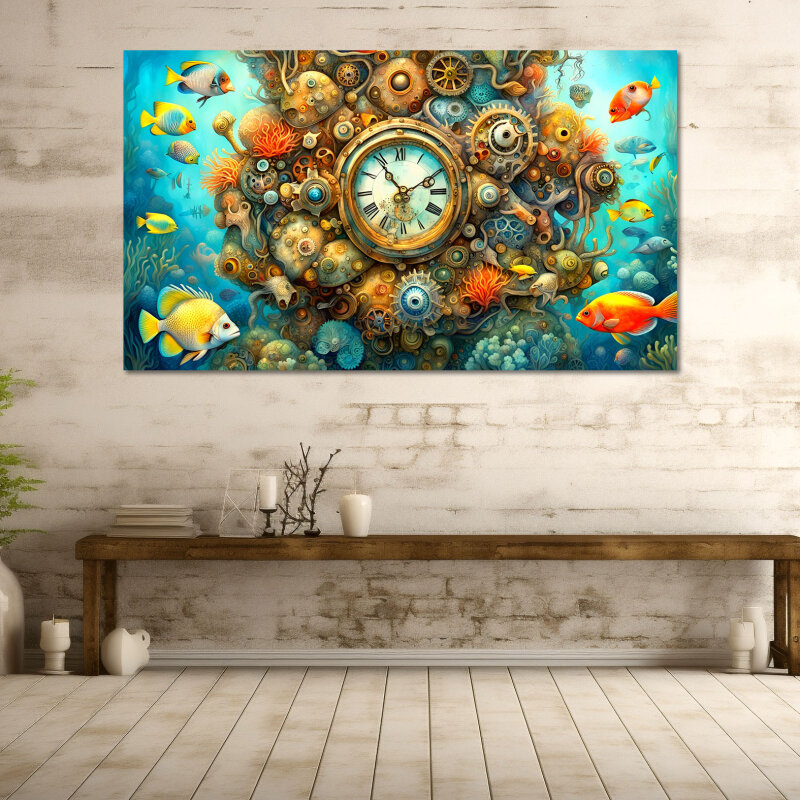 under Water Clock - Fantastische Kunstwerke: Inspirierende Meisterwerke für Ihre Wände