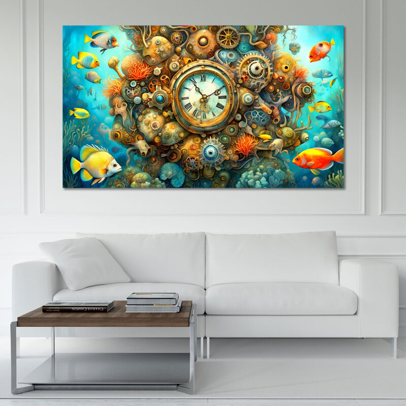 under Water Clock - Fantastische Kunstwerke: Inspirierende Meisterwerke für Ihre Wände