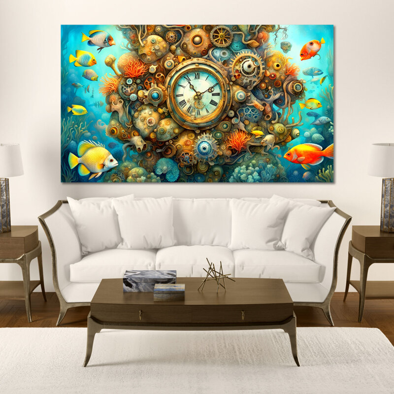 under Water Clock - Fantastische Kunstwerke: Inspirierende Meisterwerke für Ihre Wände