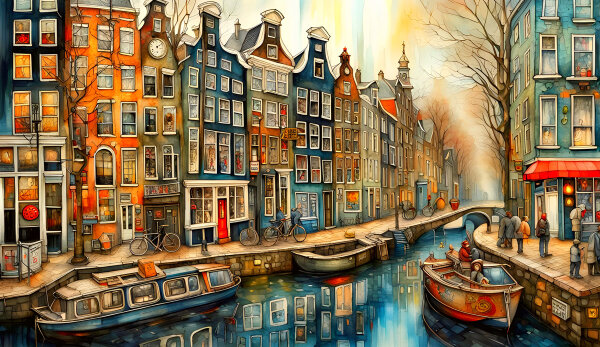 Amsterdam - Kunstvolle Wandbilder: Ein Blickfang mit...