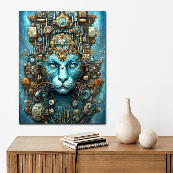 Blue Time Panther - Wunderschöne Wanddeko von 123ART – Never seen before