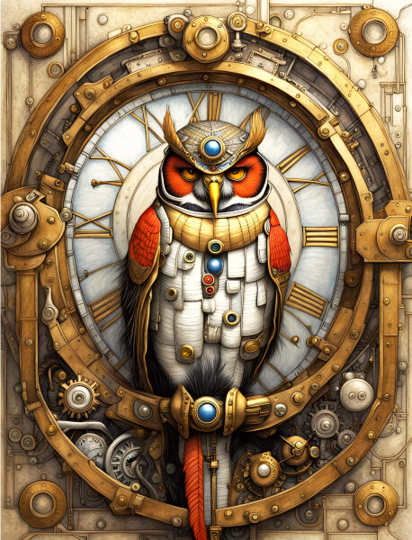 Steampunk Eule - Einzigartige Wanddeko von 123ART –...