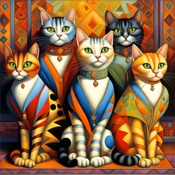 Luxus Cats - Wandbild Wunderland bei 123ART 50cm x 50cm