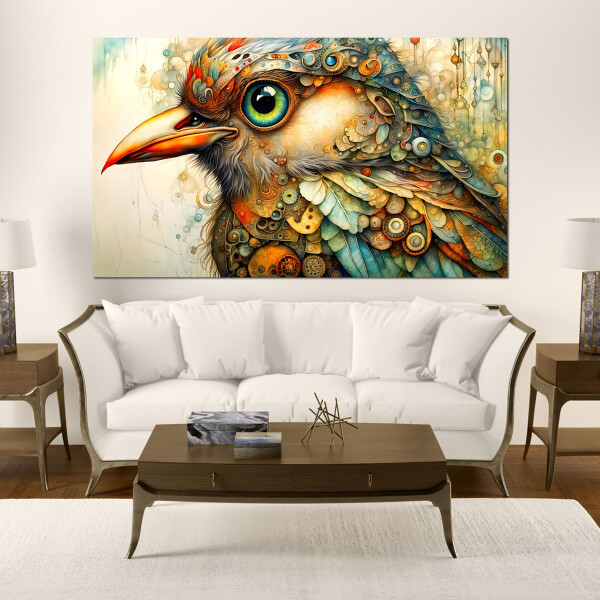 Steampunk Piep - Kunstvolle Wandbilder: Ausdrucksstarke Kunst für einzigartige Atmosphären von 123ART 70cm x 120cm