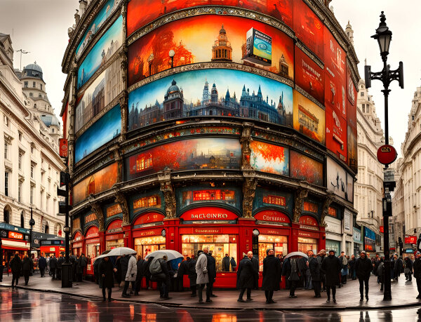 London Center - Kunstvolle Wandgestaltung: Ausdrucksstarke Elemente für Ihr Zuhause von 123ART 100cm x 140cm