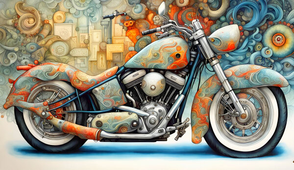 alte Steampunk Harley - Stilvolle Kunstwerke: Elegante Designs für ein harmonisches Ambiente von 123ART